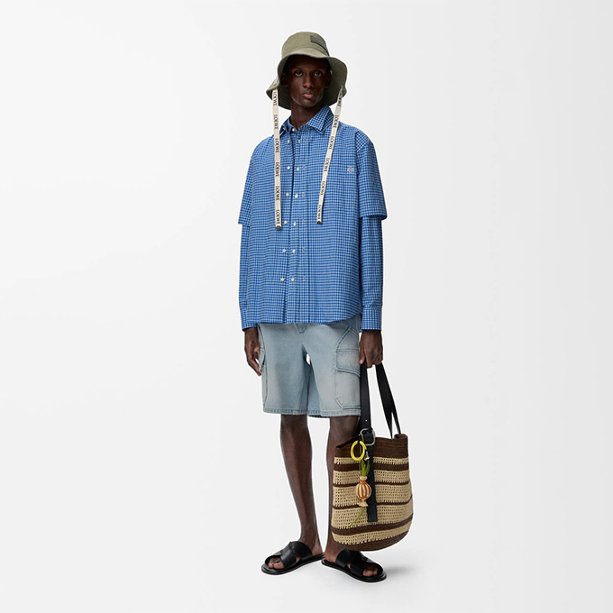 loewe embroidered gingham short sleeve shirt